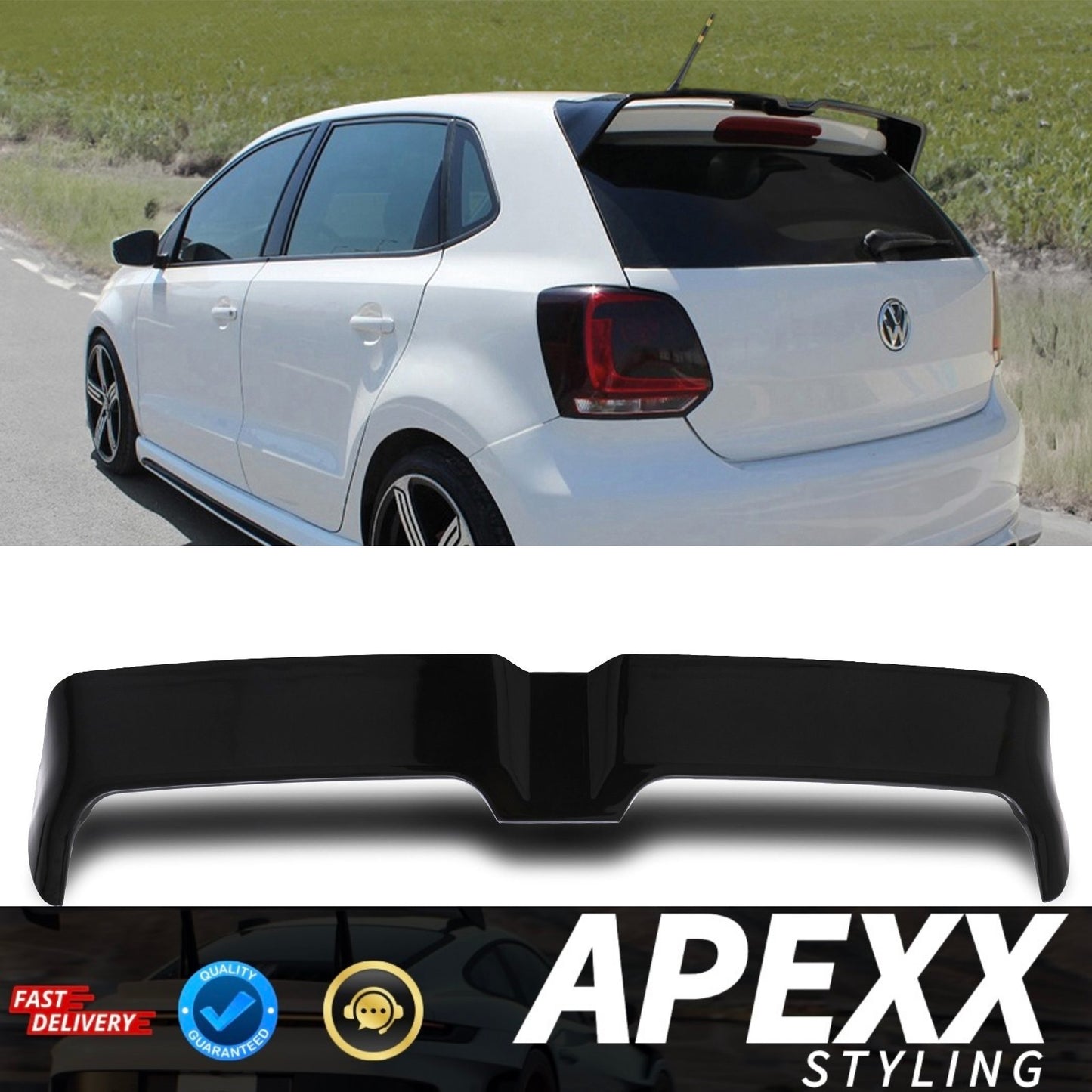 VW Polo MK5 6R 6C GTI R Oettinger Style Gloss Black Rear Boot Spoiler 2009-2017