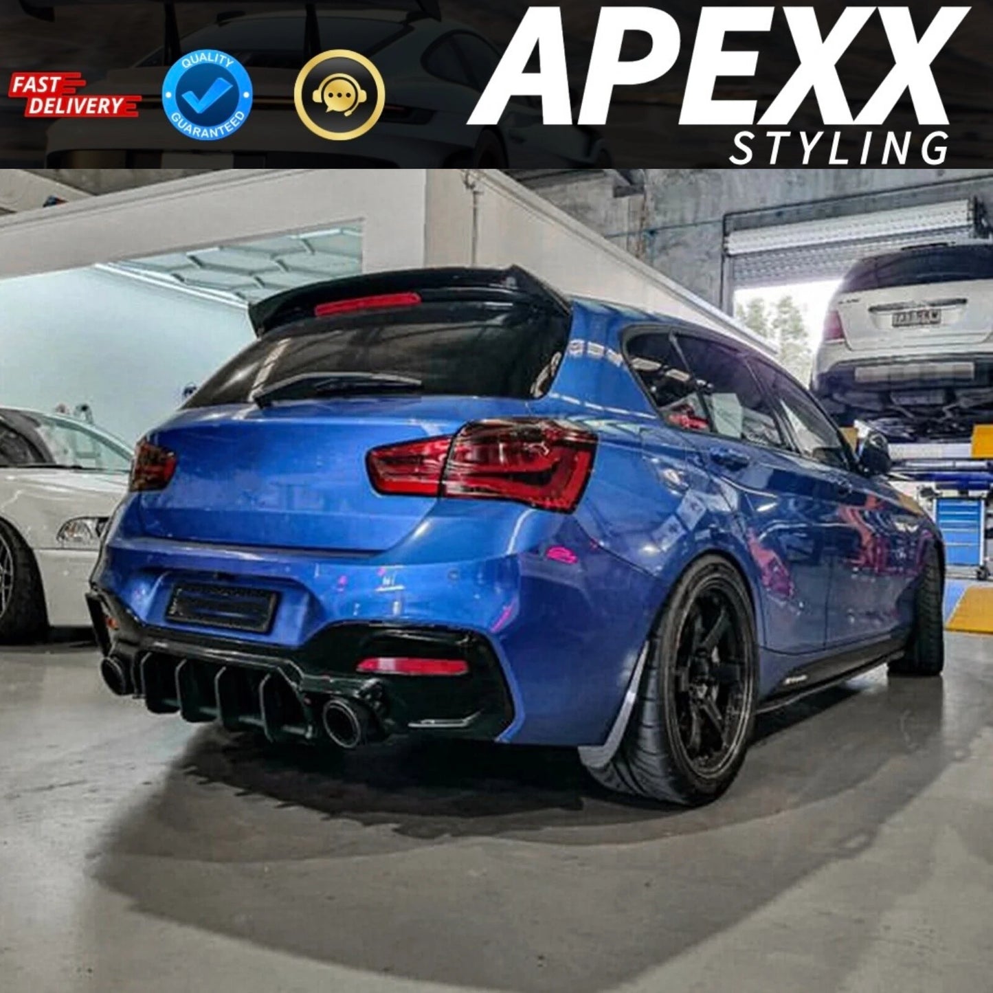 BMW F20 1 Series M135i M140i LCI Rear Finned Diffuser Extension 2015-2019