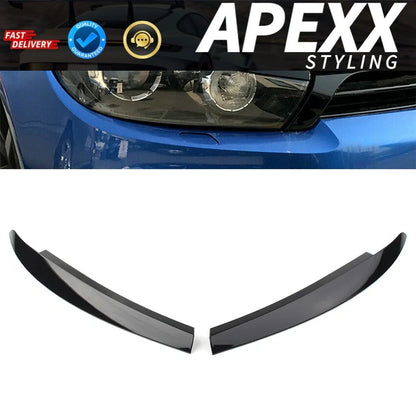 Volkswagen Scirocco Headlight Eyebrows 08-17 Glossy Black