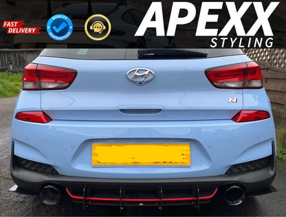 Hyundai I30N MK3 Rear Finned Diffuser Extension PFL 2017-2019