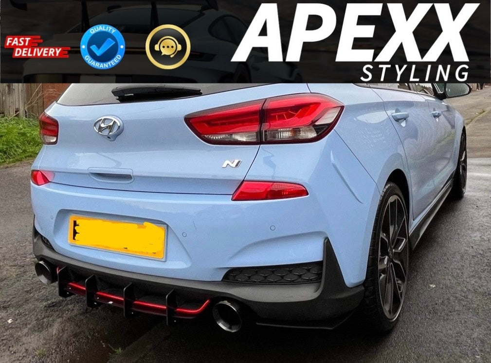 Hyundai I30N MK3 Rear Finned Diffuser Extension PFL 2017-2019