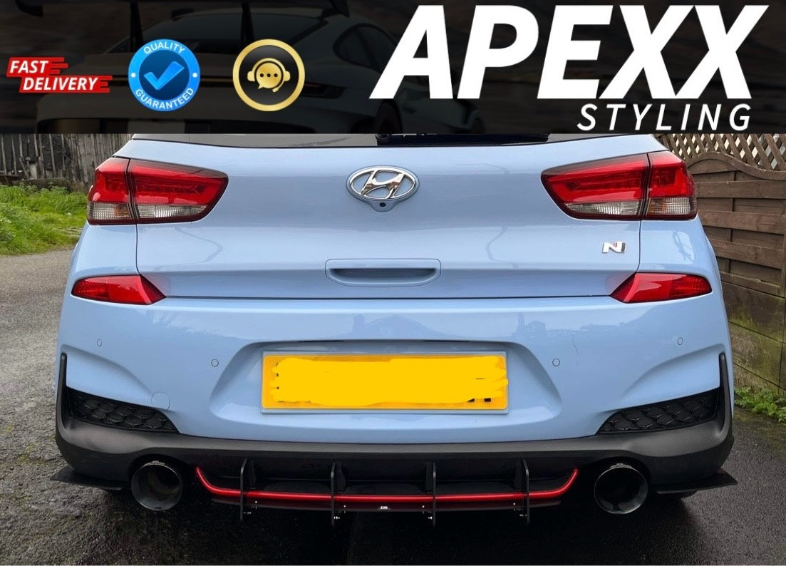 Hyundai I30N MK3 Rear Finned Diffuser Extension PFL 2017-2019