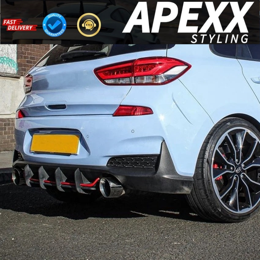 Hyundai I30N MK3 Rear Finned Diffuser Extension PFL 2017-2019