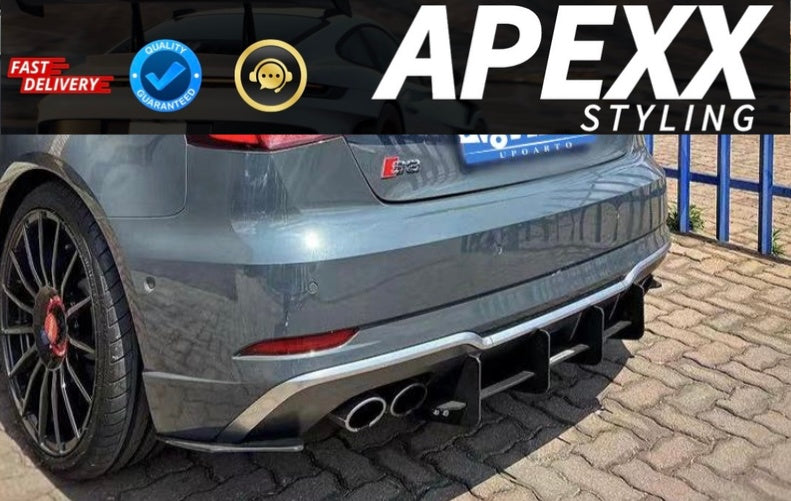 Audi S3 8V Sportback Rear Blade Diffuser 2017-2020 Body Kit Spoiler Hatchback